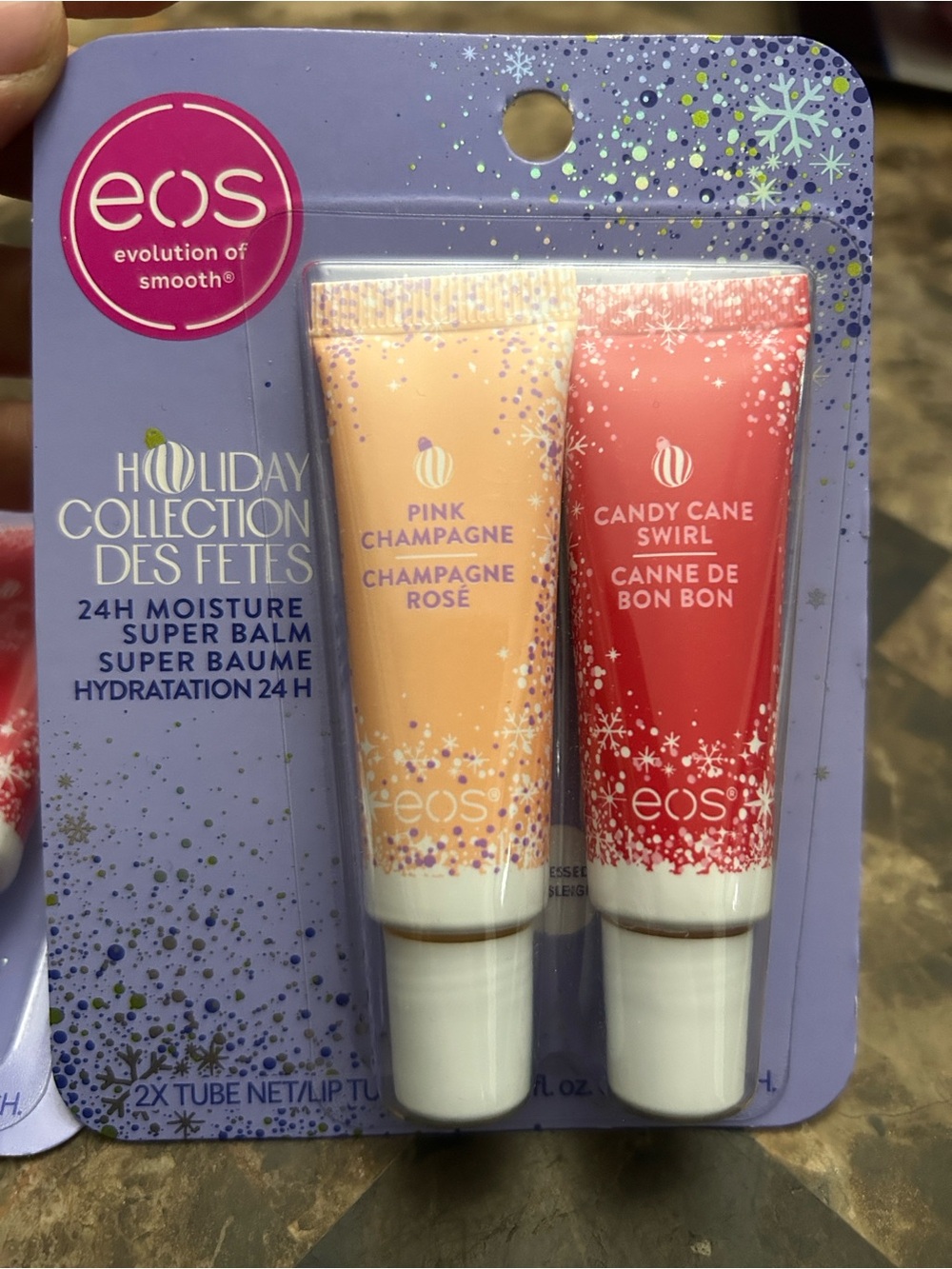 NWT 🆕 eos Holiday Collection Lip Balms - Pink Champagne & Candy Cane Swirl